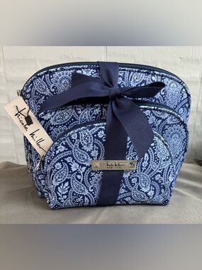Nicole Miller Navy Paisley 3piece Cosmetic Bag Set